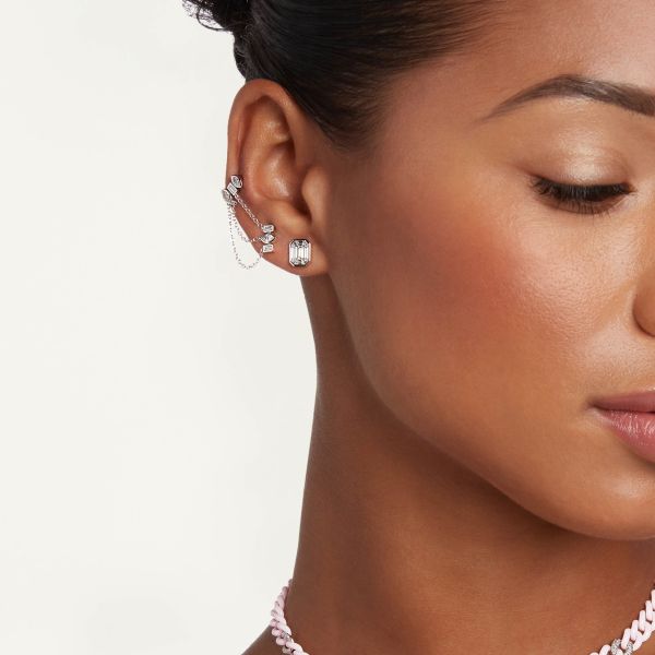 DIAMOND EMERALD CUT ILLUSION STUDS