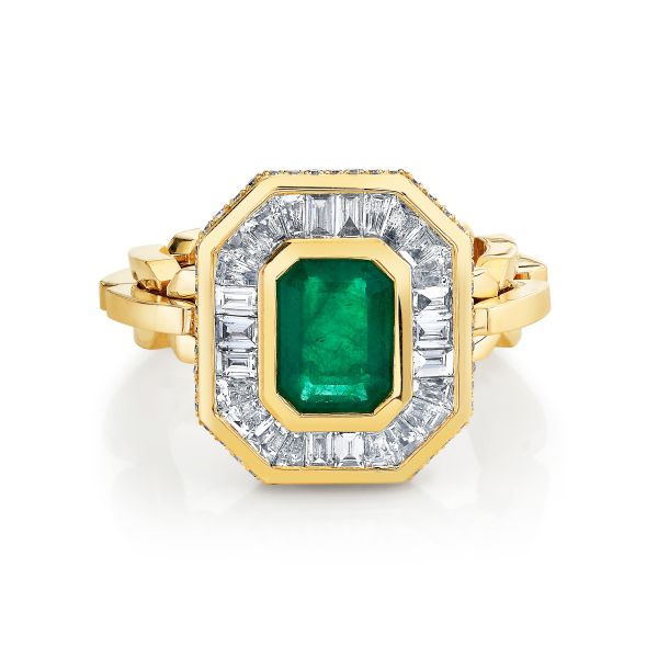 EMERALD & DIAMOND HALO MINI DECO RING