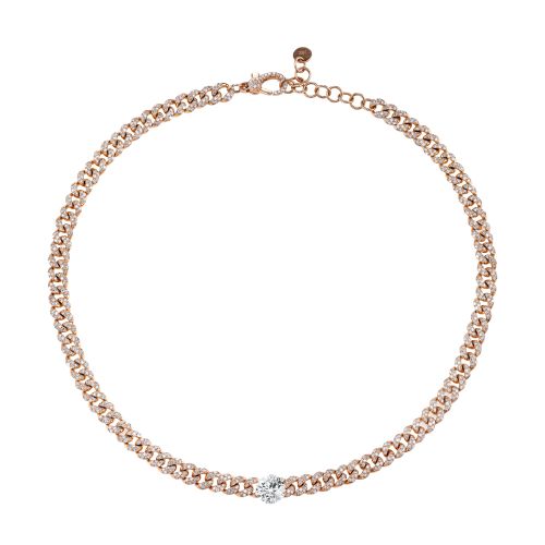 ROUND DIAMOND PAVE MINI LINK CHOKER