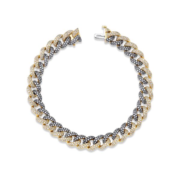 DIAMOND TWO-TONE MEDIUM PAVE LINK BRACELET