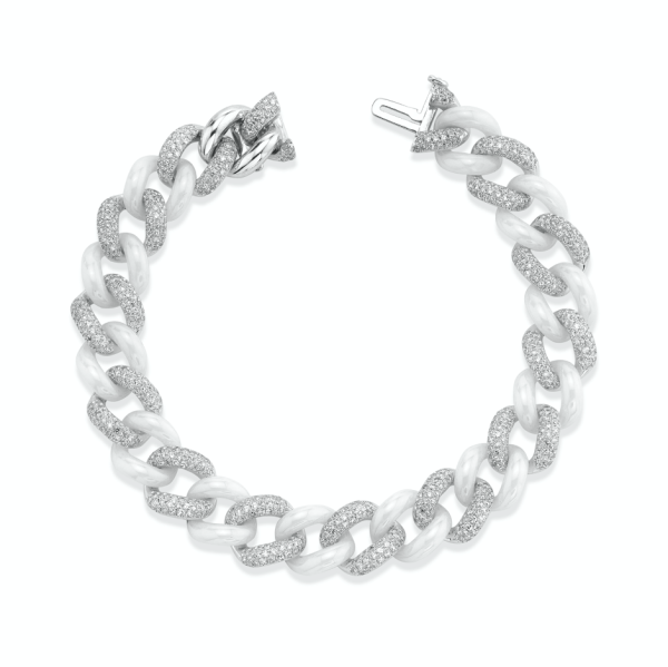 DIAMOND PAVE & WHITE CERAMIC ESSENTIAL LINK BRACELET