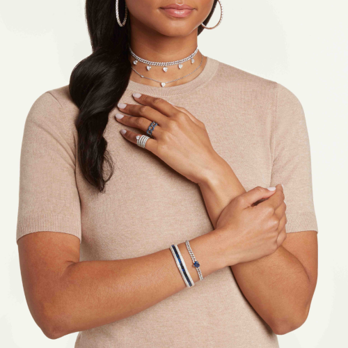 BLUE SAPPHIRE HEART PAVE MINI LINK BRACELET