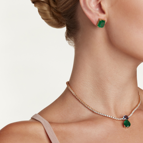 EMERALD SOLITAIRE STUDS, 8cts