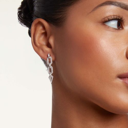 READY TO SHIP DIAMOND PAVE GEO LINK EARRINGS
