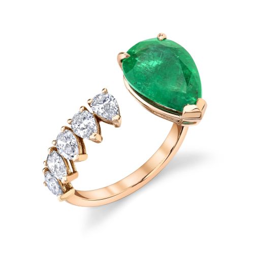 FLOATING EMERALD TEARDROP RING