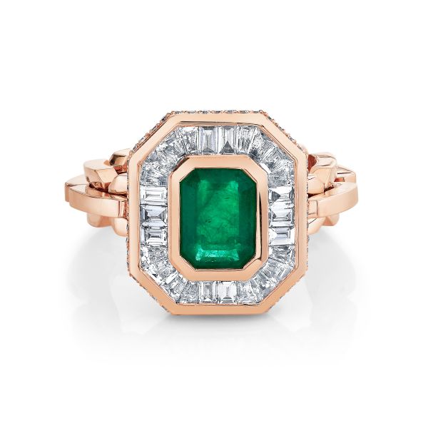 EMERALD & DIAMOND HALO MINI DECO RING