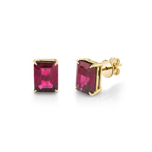 RUBY EMERALD CUT STUDS, 5cts