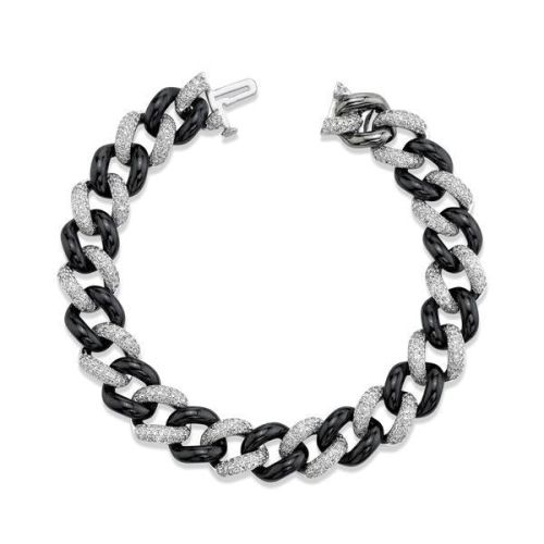DIAMOND PAVE & BLACK CERAMIC ESSENTIAL LINK BRACELET
