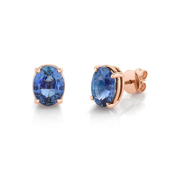 BLUE SAPPHIRE OVAL STUDS