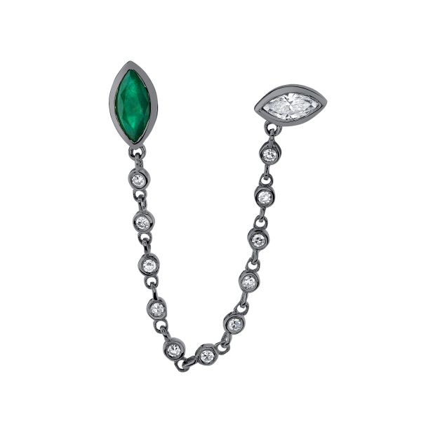 EMERALD & DIAMOND DUO CHAIN LINK STUD