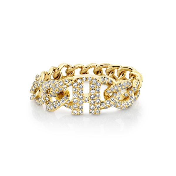 DIAMOND PAVE PERSONALIZED INITIAL GRADUAL  LINK RING