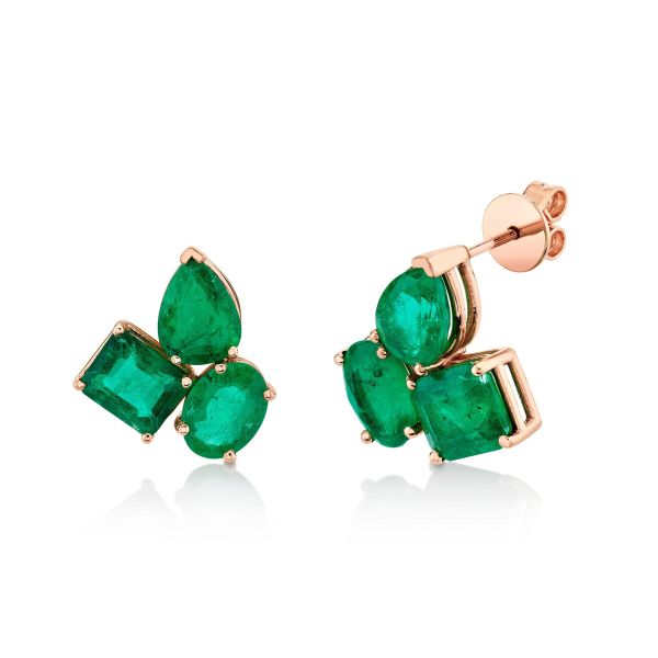 EMERALD OMBRE TRIPLE GEM STUDS
