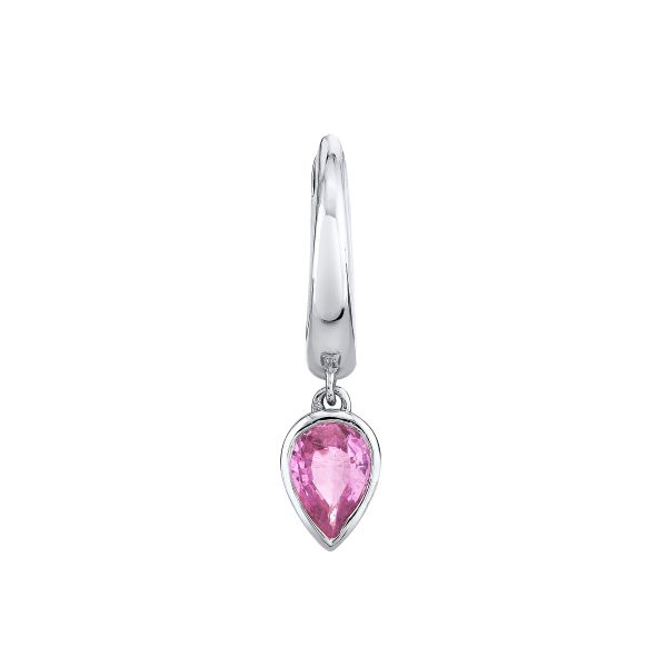 SINGLE PINK SAPPHIRE PEAR DROP HUGGIE