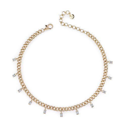 DIAMOND BAGUETTE DROP LINK NECKLACE