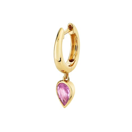 SINGLE PINK SAPPHIRE PEAR DROP HUGGIE