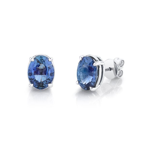 BLUE SAPPHIRE OVAL STUDS