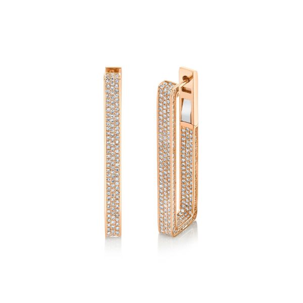 DIAMOND PAVE ELONGATED DECO LINK EARRINGS