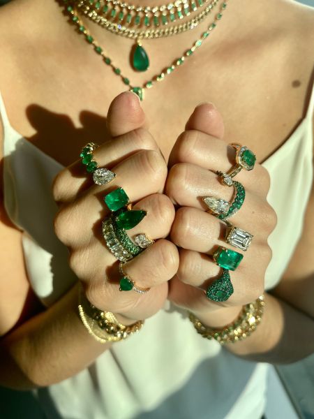 FLOATING EMERALD TEARDROP RING