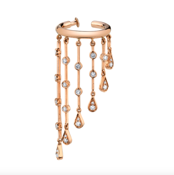 DIAMOND GRADUAL BEZEL TEARDROP EAR CUFF