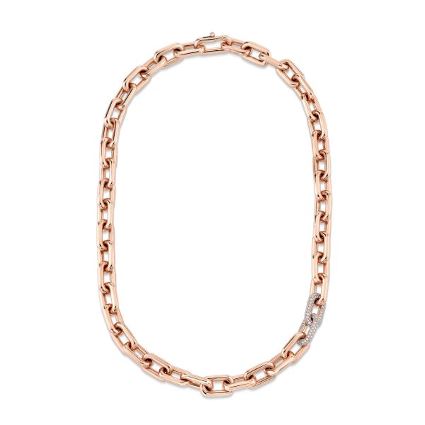 DIAMOND DOUBLE PAVE PAVE CABLE LINK NECKLACE