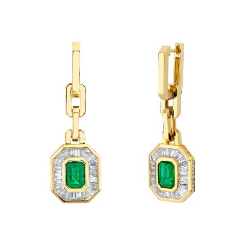 READY TO SHIP EMERALD & DIAMOND HALO MINI DECO EARRINGS