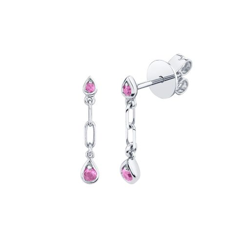 MINI ME PINK SAPPHIRE DANGLE DROP STUDS