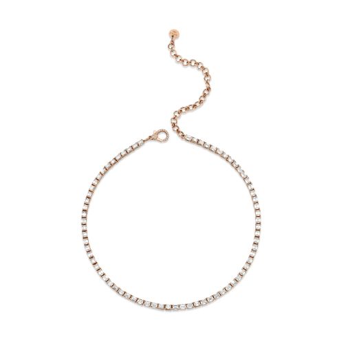 DIAMOND EMERALD CUT TENNIS NECKLACE
