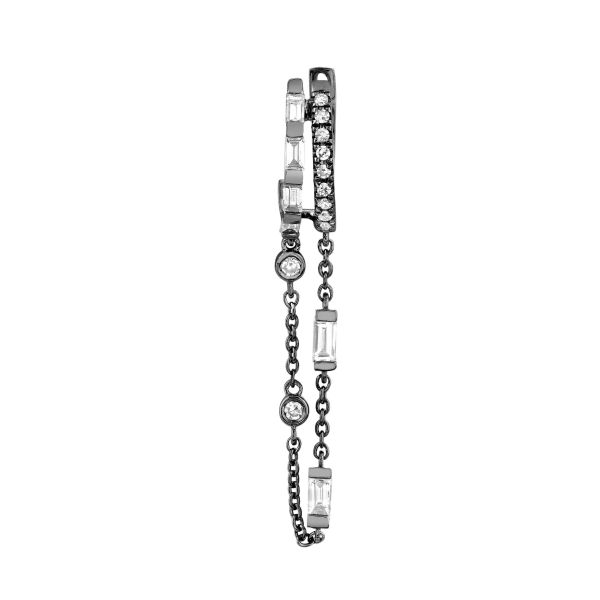 SINGLE DIAMOND DOUBLE MIXED FRINGE HUGGIE