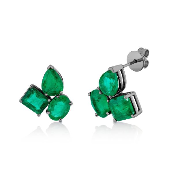 EMERALD OMBRE TRIPLE GEM STUDS