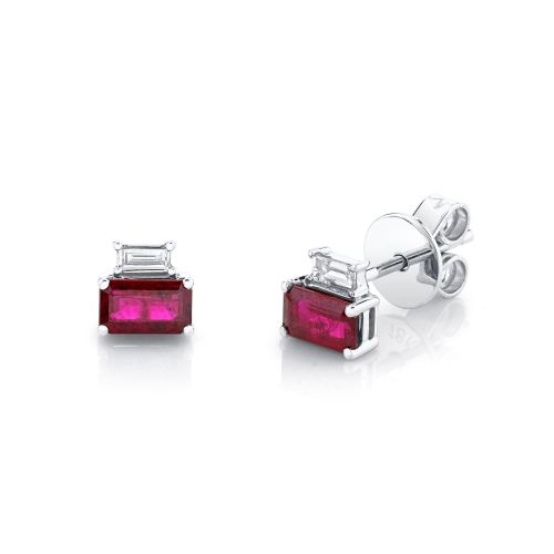 DIAMOND & RUBY TWO STEP STUDS