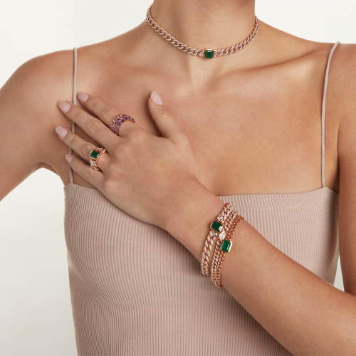 PINK SAPPHIRE & DIAMOND BEZEL HEART BAND