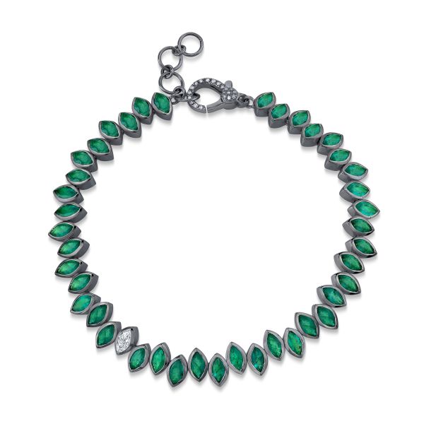 EMERALD & DIAMOND STAGGERED MARQUISE BRACELET