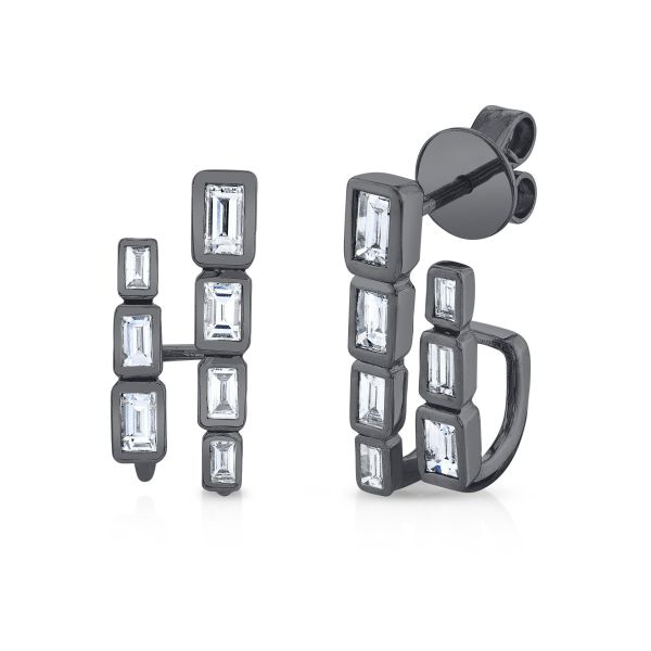 DIAMOND BEZEL BAGUETTE DOUBLE STICK STUDS