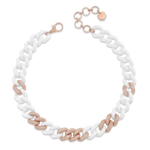 9 PAVE & WHITE CERAMIC JUMBO LINK NECKLACE