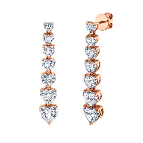 READY TO SHIP DIAMOND 7 HEART DROP EARRINGS