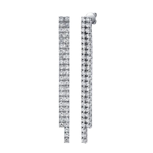 READY TO SHIP DOUBLE DIAMOND TENNIS DROP EARRINGS