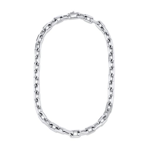 DIAMOND DOUBLE PAVE PAVE CABLE LINK NECKLACE