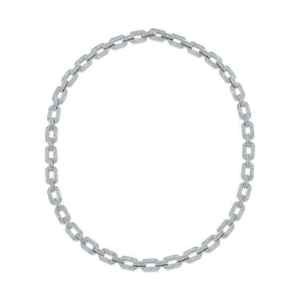DIAMOND PAVE FLAT GEO LINK NECKLACE