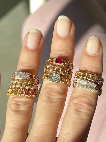 DIAMOND PAVE ID MINI LINK RING