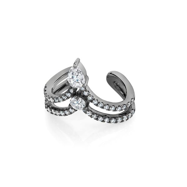 MIXED DIAMOND STACKED CHEVRON EAR CUFF