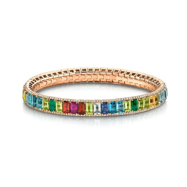 RAINBOW PAVE BORDER ETERNITY STRETCH BRACELET