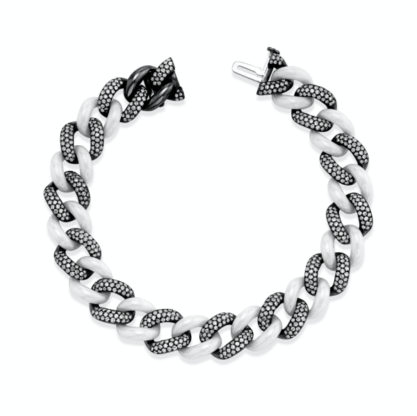 DIAMOND PAVE & WHITE CERAMIC ESSENTIAL LINK BRACELET