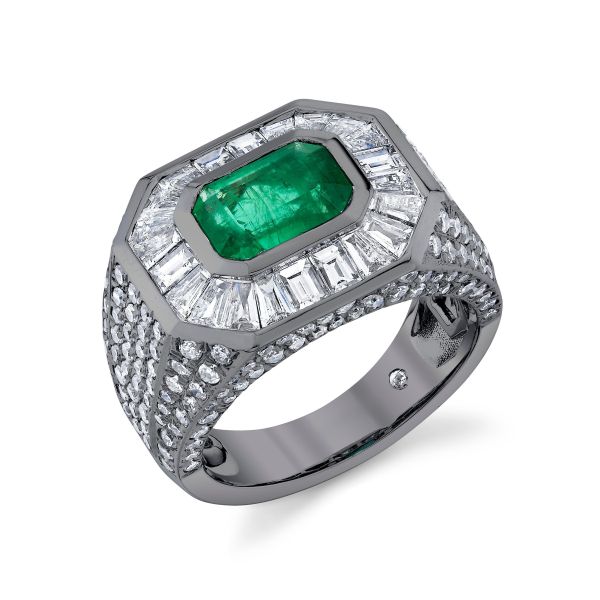 EMERALD & MIXED DIAMOND CHAMPIONSHIP RING