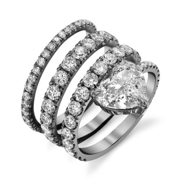 DIAMOND STACKED SPIRAL SOLITAIRE HEART RING