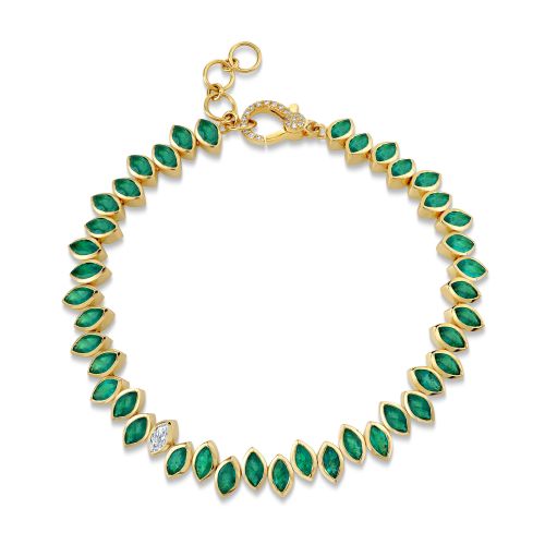 EMERALD & DIAMOND STAGGERED MARQUISE BRACELET