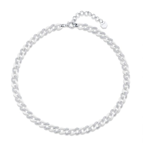 DIAMOND & CERAMIC ALTERNATING MEDIUM LINK NECKLACE