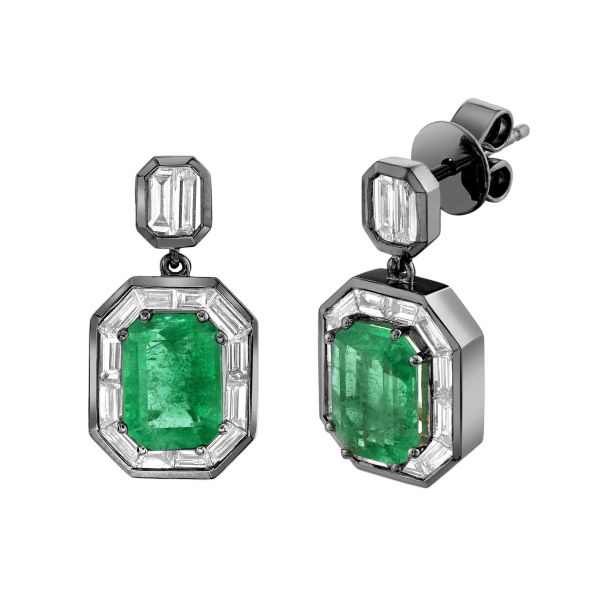 EMERALD HALO DROP EARRINGS