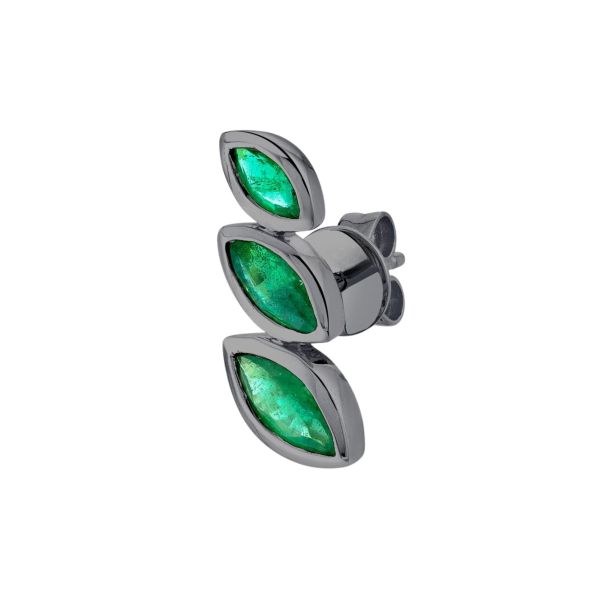 EMERALD STACKED MARQUISE EAR STUD
