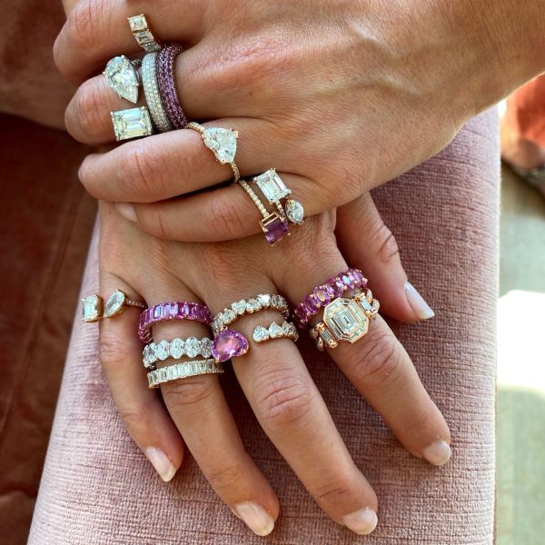 FLOATING PINK SAPPHIRE HEART & DIAMOND RING