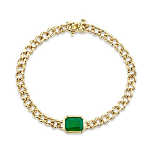 EMERALD CUT BEZEL MINI LINK BRACELET